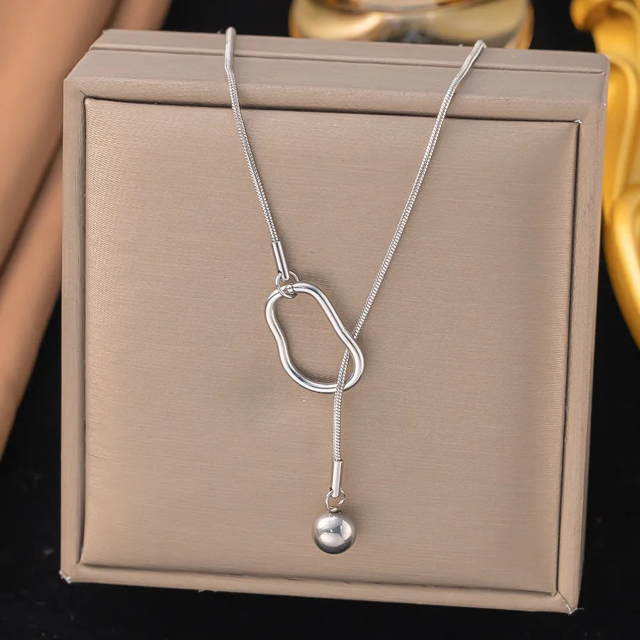 Wholesale Jewelry Elegant Sweet Geometric Heart Shape 304 Stainless Steel Round Plating ball chain cable chain Bracelets Necklace