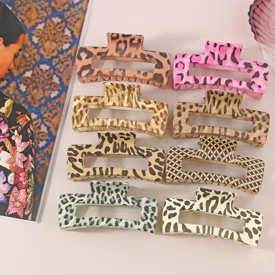 retro artistic stripe leopard plastic resin printing hair claws