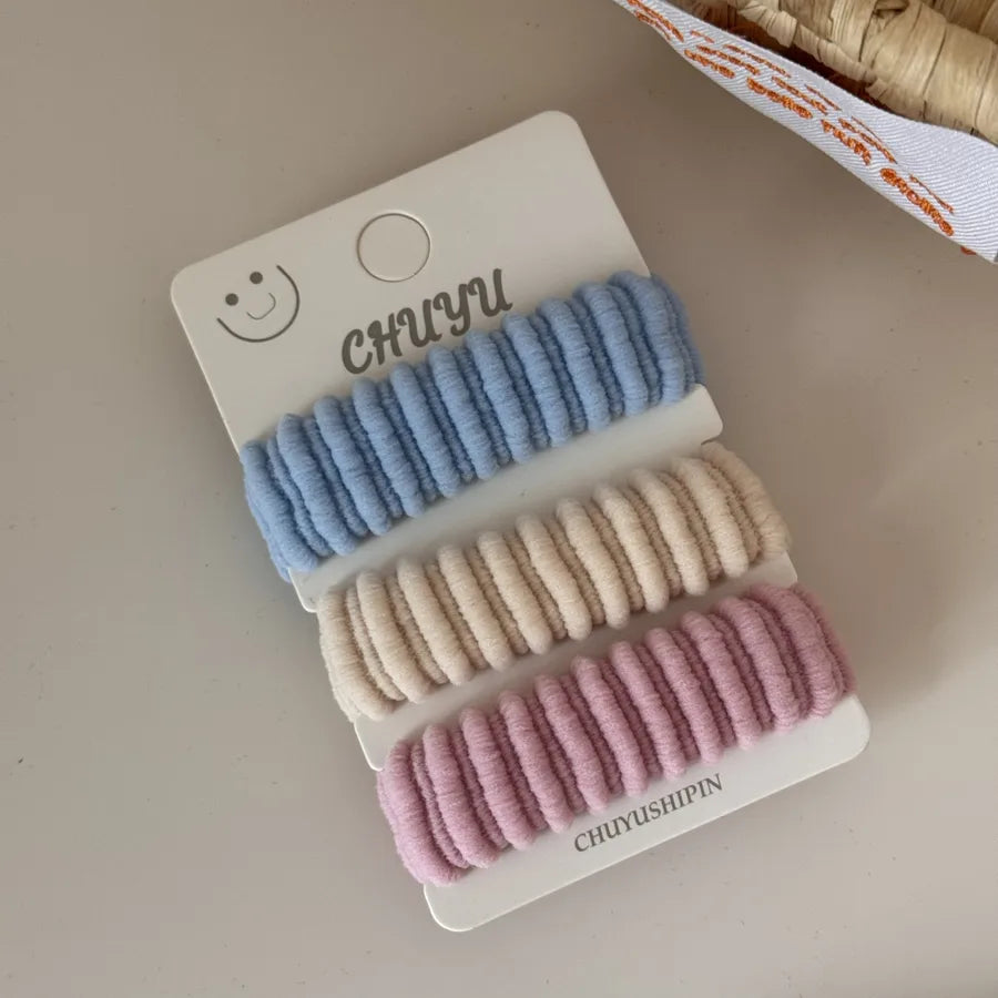 High Elasticity Hair Ties Set Of Three Non-Damaging Wide-Edged Hair Bands Ball Head Skin Cover Head Ropes Versatile Hair Accessories