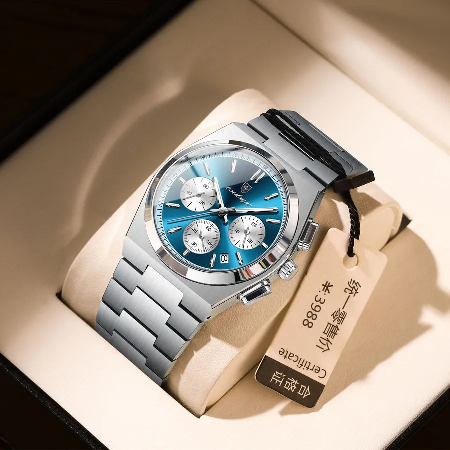 Casual Round Butterfly Double Snap Quartz Men's Watches
