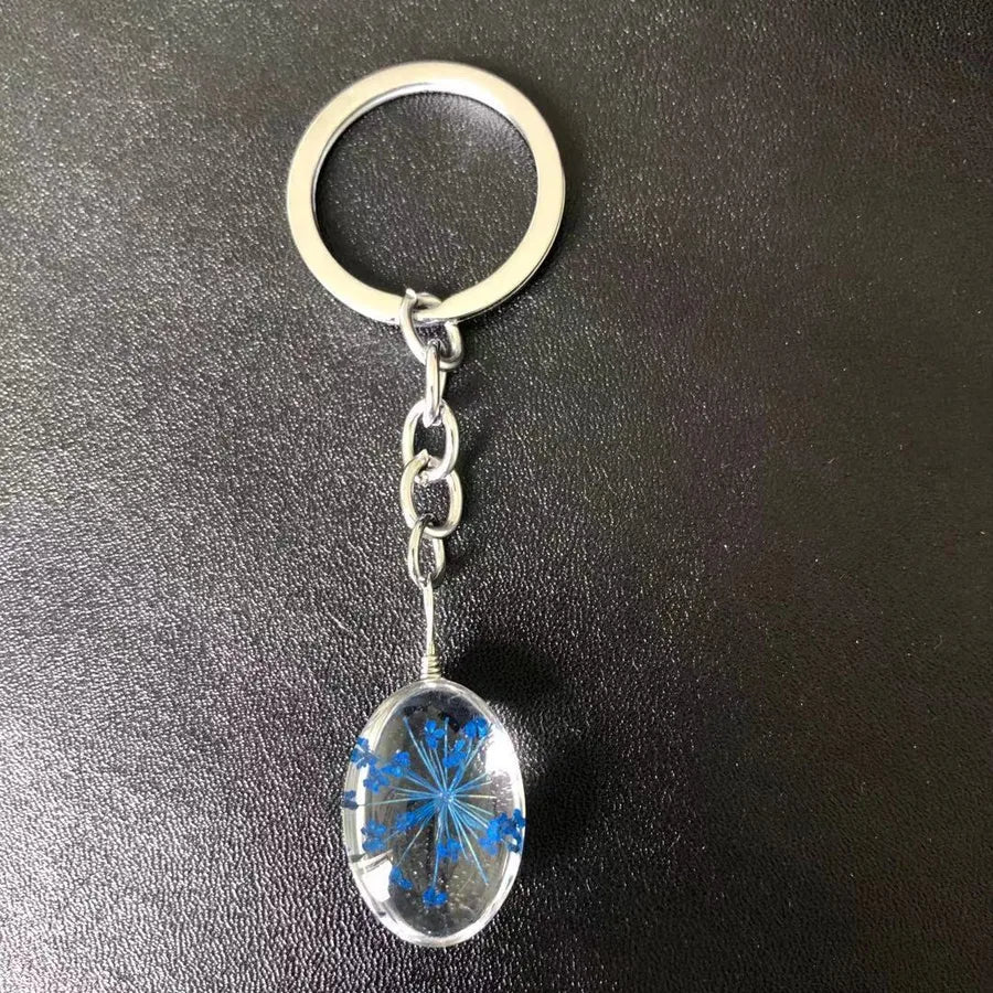 Pastoral Floral Glass Unisex Keychain