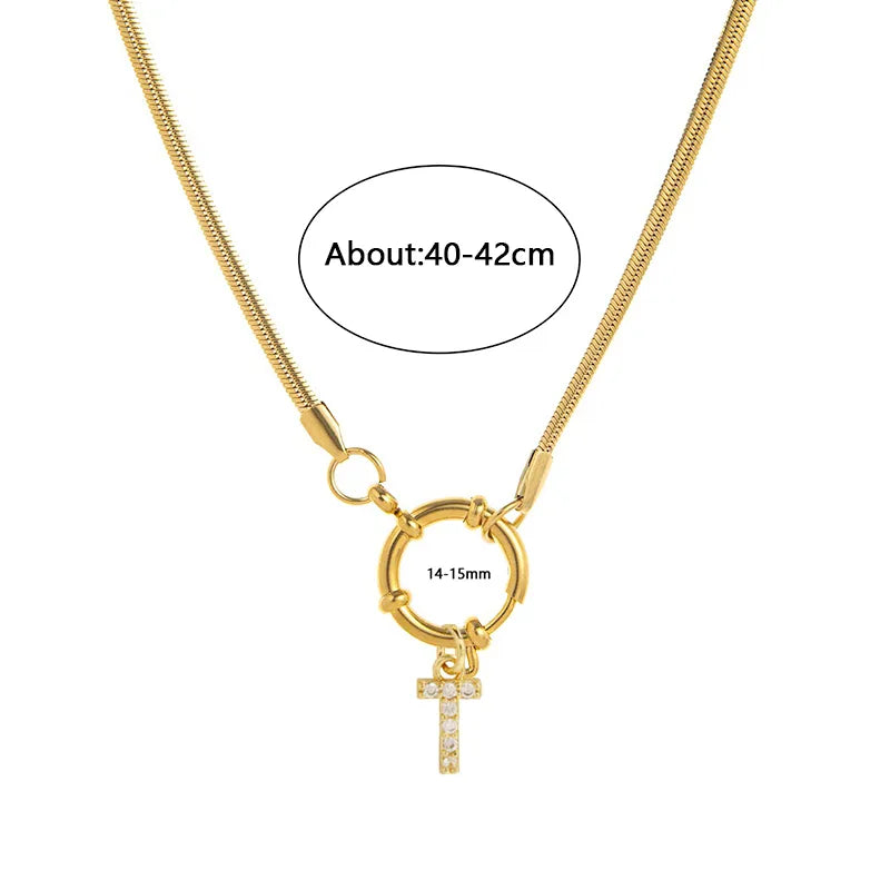 Wholesale Jewelry Vacation Classic Style Pentagram Letter 302 Stainless Steel 18K Gold Plated snake chain Pendant Necklace