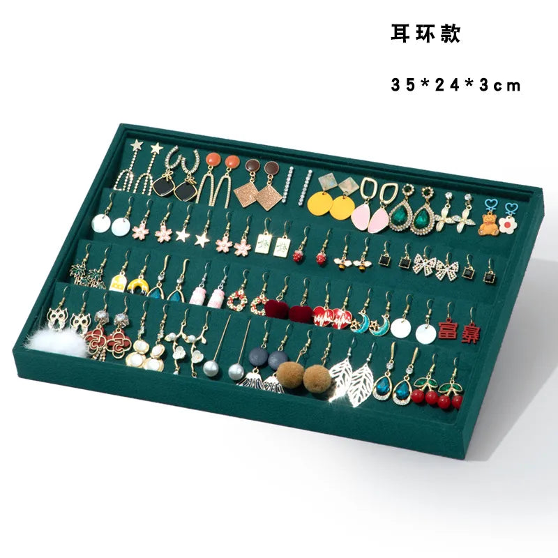Dark Green Jewelry Necklace Box Ring Bracelet Jade Storage Box Bangle Pendant Display Props Earring Jewelry Tray