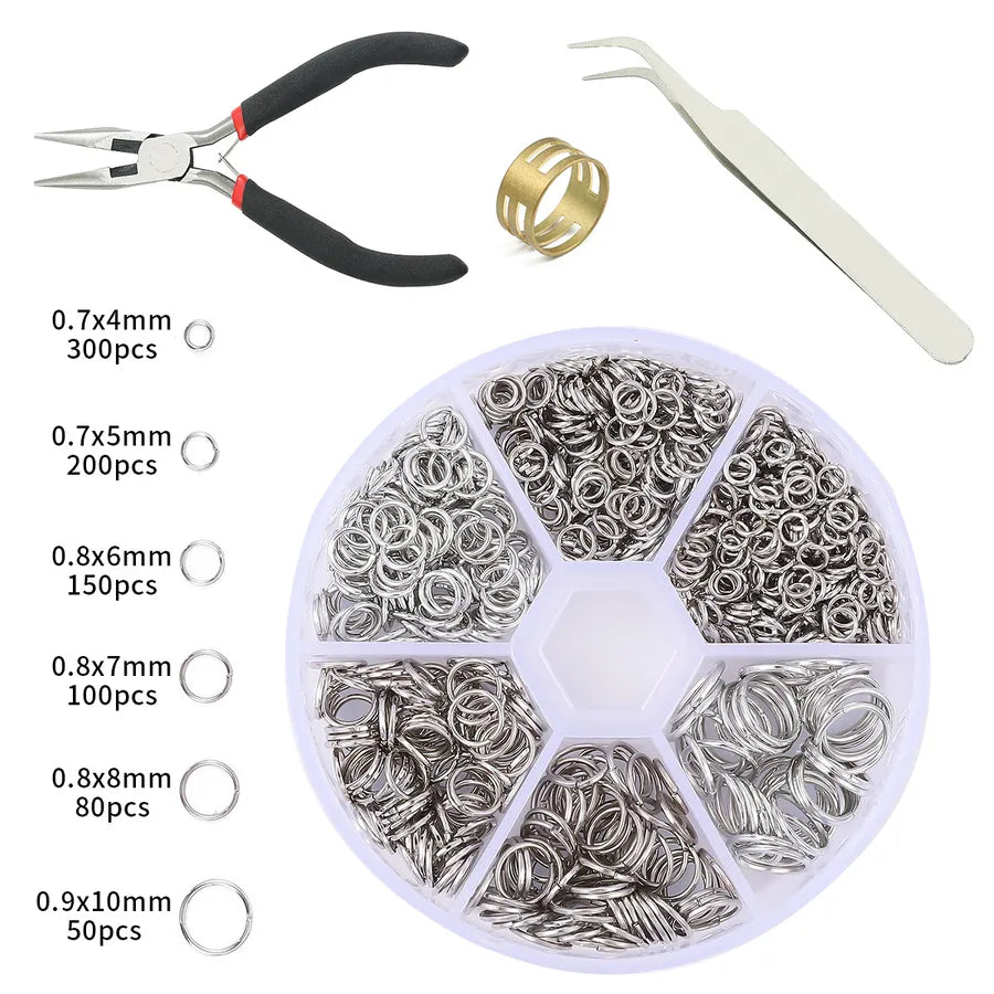 Handmade Beading Jewelry Accessories Kit Earring Hook Bracelet Necklace Material Tool Set Round Circle Chain Metal Simple Design