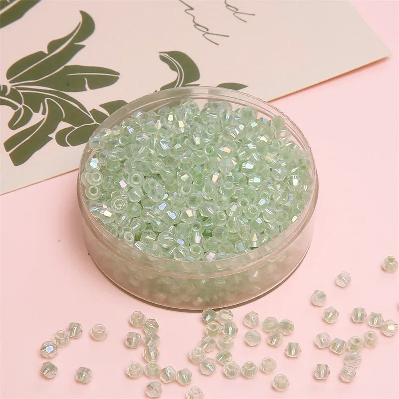 4mm Facet Rainbow Rhombus Crystal Beads Glass DIY Handmade Loose Beads Material Jewelry Accessories Ornament Making Kit