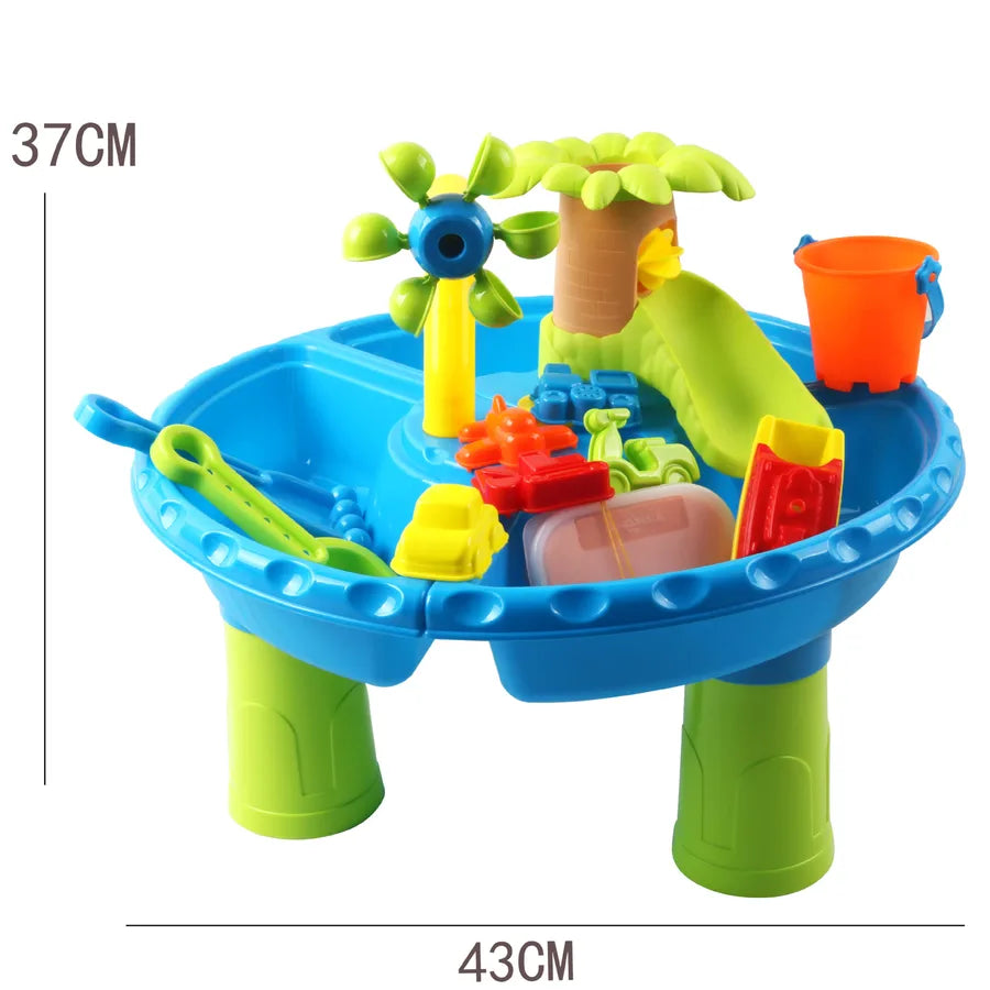 Large Round Beach Sand Water Play Table Children's Toy Digging Tool Set Sandpit Aquatic Play Equipment Outdoor Fun