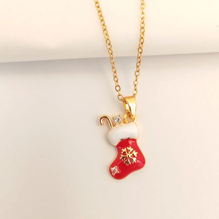 Titanium Steel Zirconia Pendant Necklace Women's Fashionable Versatile Micro-Set  Christmas Series