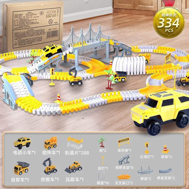 explosions children's educational toy car wholesale stall economic DIY electric rail car toy stall dealer