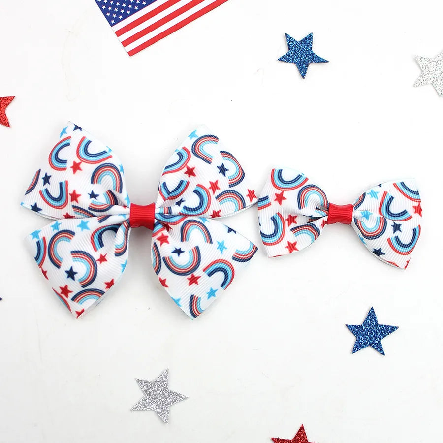Independence Day Hairpin American Flag Bow Hair Accessories Children Girl Cute Headwear Patriotic Hairpin