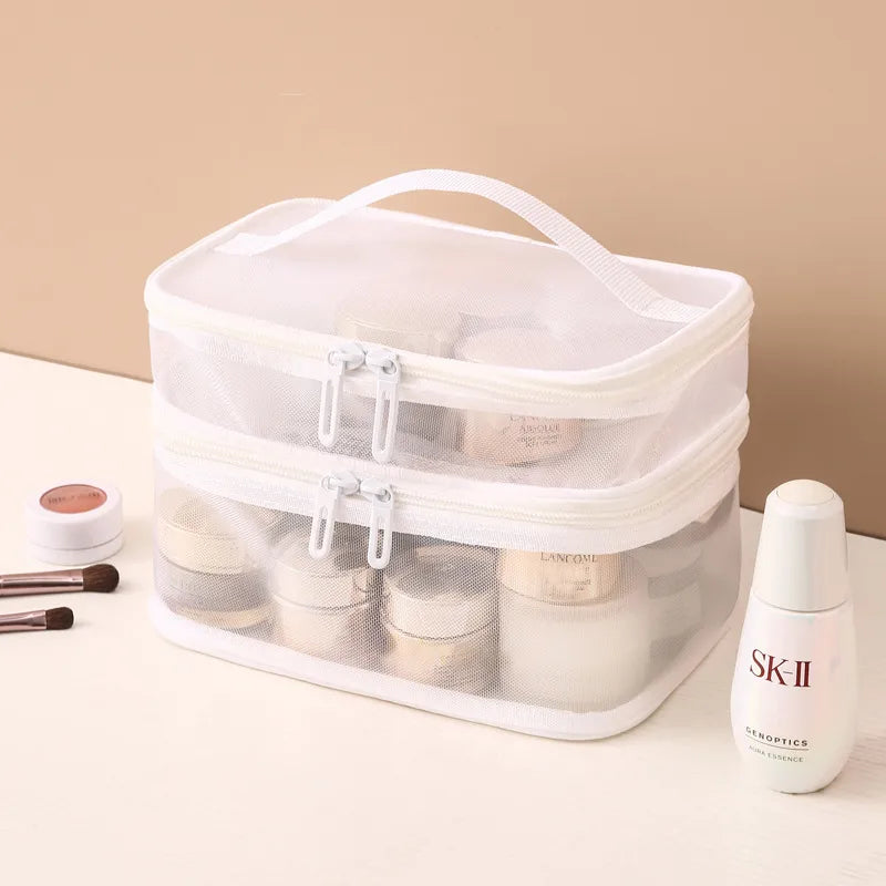 grid visual large multi-functional travel cosmetic storage bag