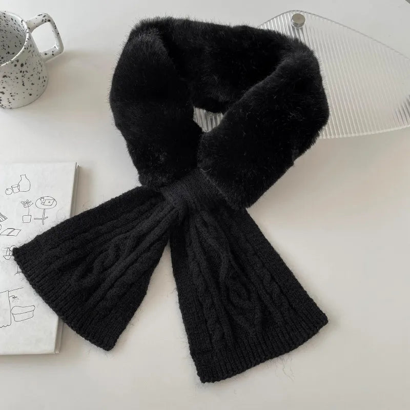women's elegant solid color cotton blend plush scarf