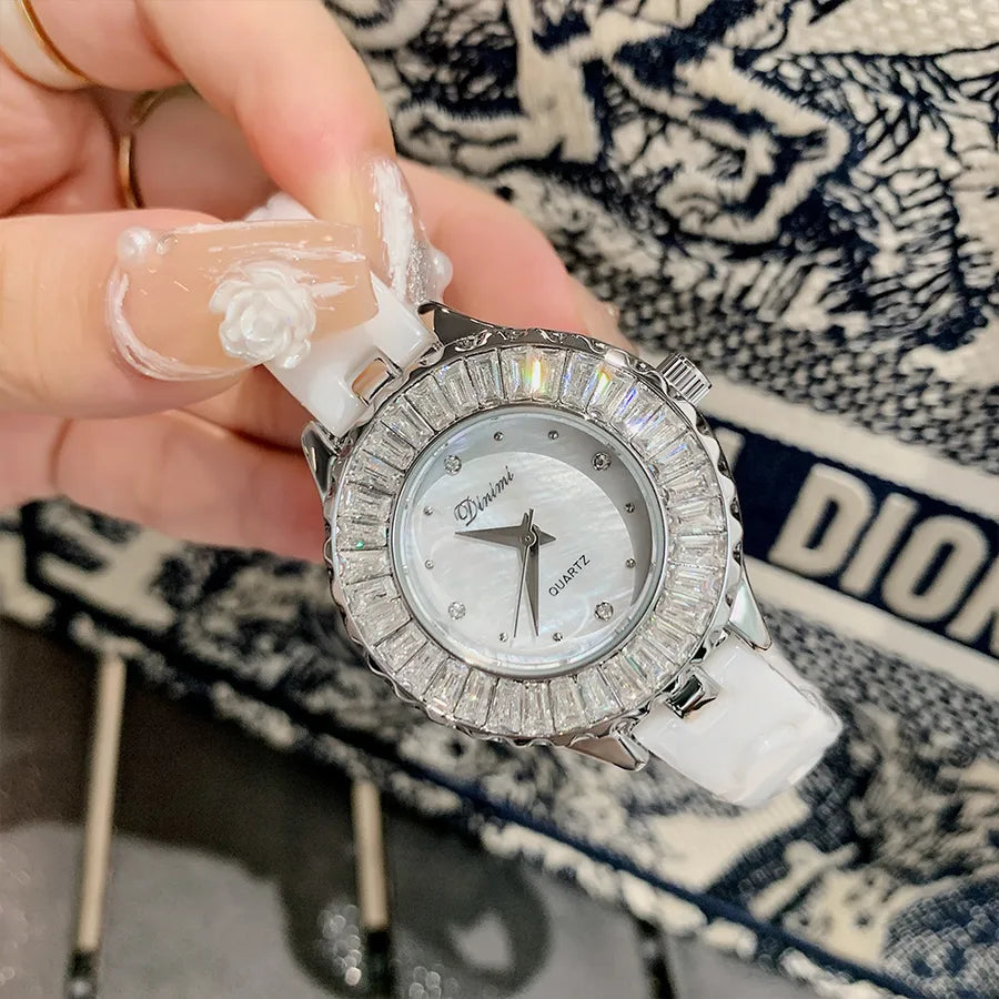 Elegant Solid Color Butterfly Double Snap Quartz Watch Women's Watches