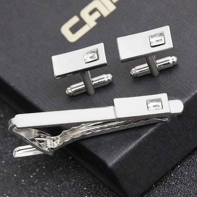 cross-border   europe and the united states fashion new hot selling men's french casual business shirt tie clip cufflinks