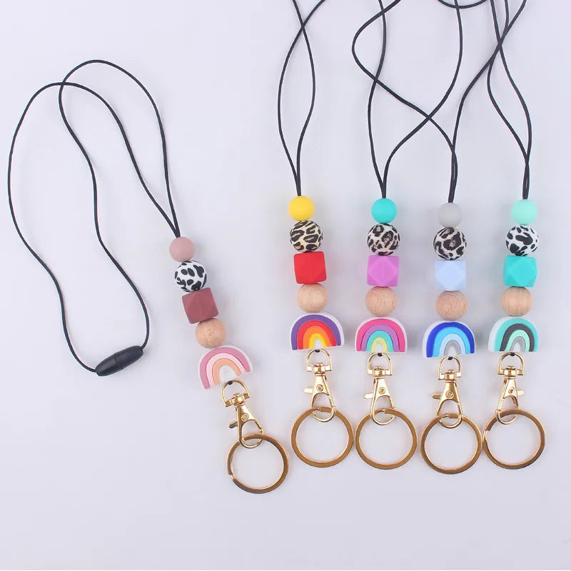 casual geometric silica gel rope keychain