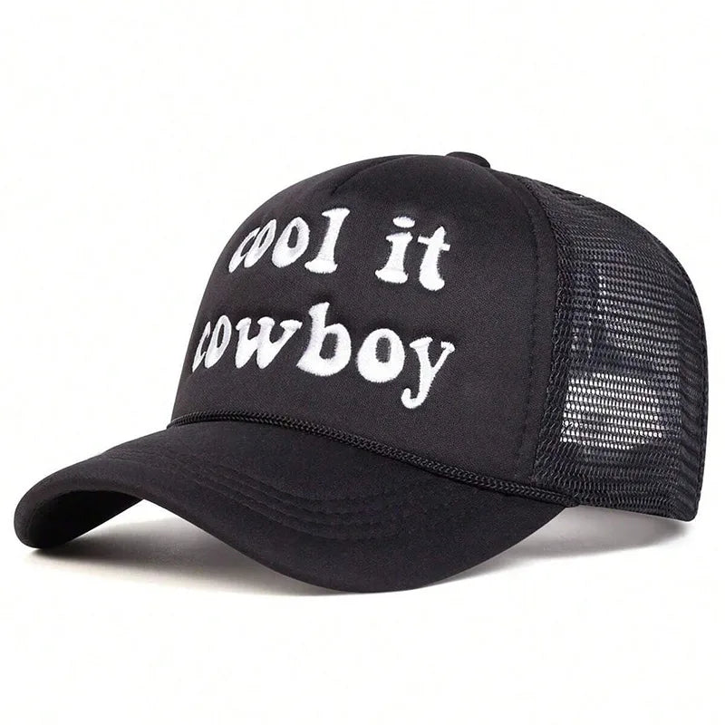 Unisex Casual Vacation Slogan Curved Eaves Mesh cap