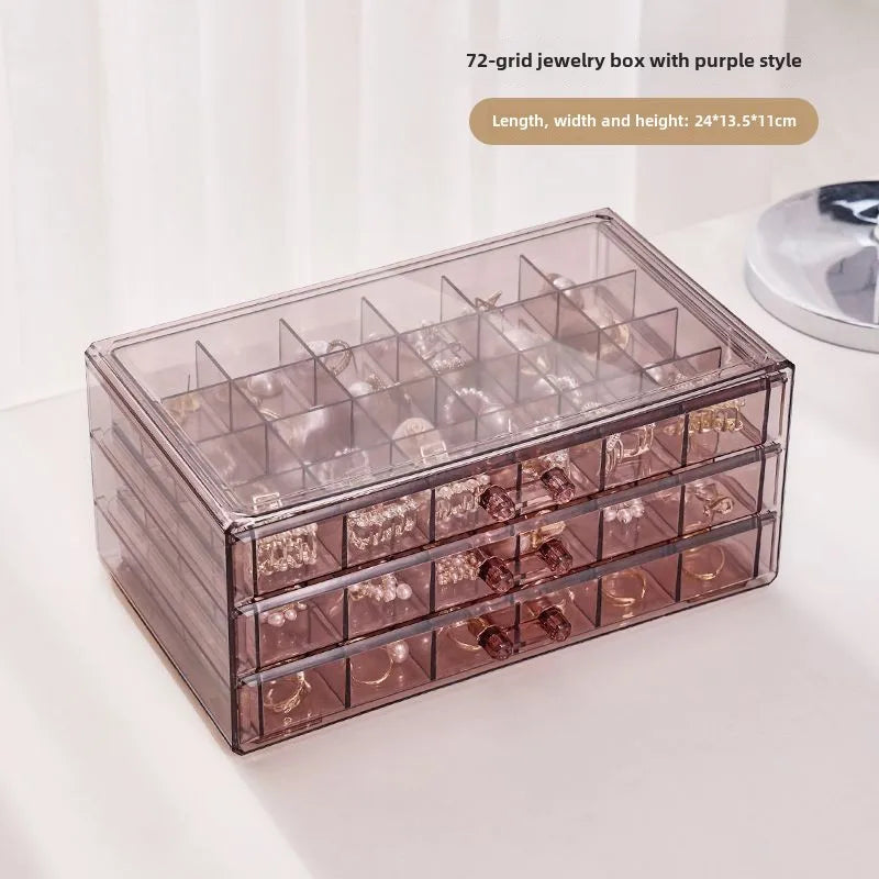 Transparent Multi-layer Capacity Jewelry Storage Box Ring Earring Necklace Bracelet Home Use Internet Celebrity Drawer Style
