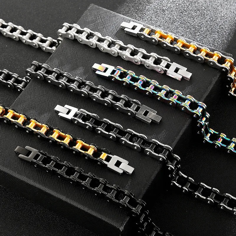 Hip-Hop Solid Color Stainless Steel 18K Gold Plated Men's Bracelets