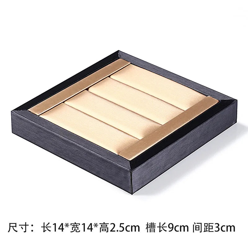 Jewelry Display Stand Ring Earring Bracelet Organizer Counter Decoration Rectangular Wooden Tray Luxury Feel Combination Craft