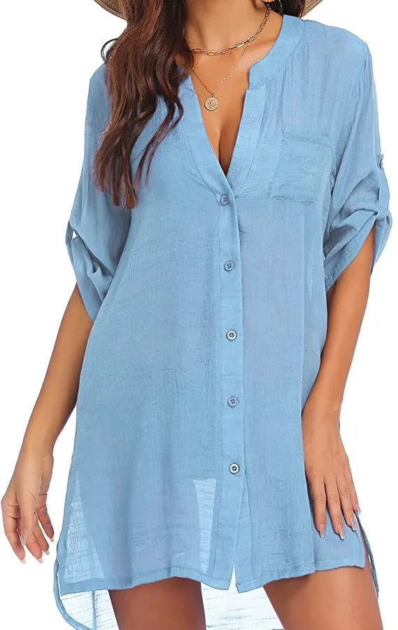 Women's Solid Color Vacation Cover Ups