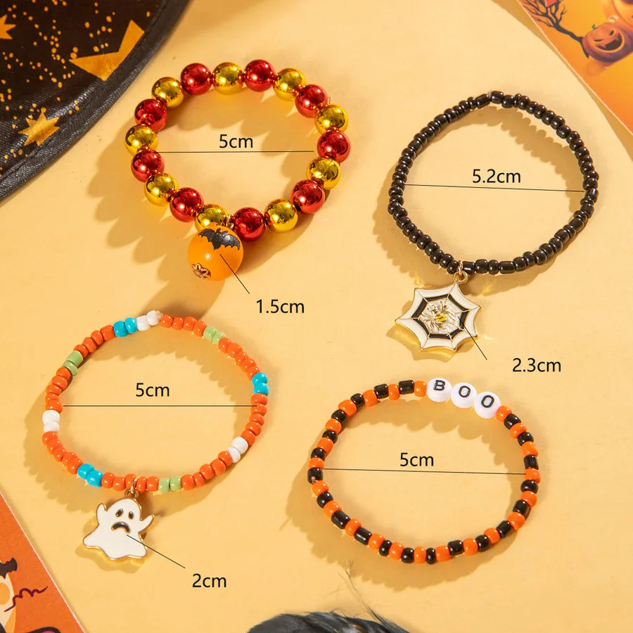 Ghost Bat Halloween Bracelets Women's Fashion Seed Bead Bracelet Set Women's Bracelets Glass Material Pumpkin Skull Design