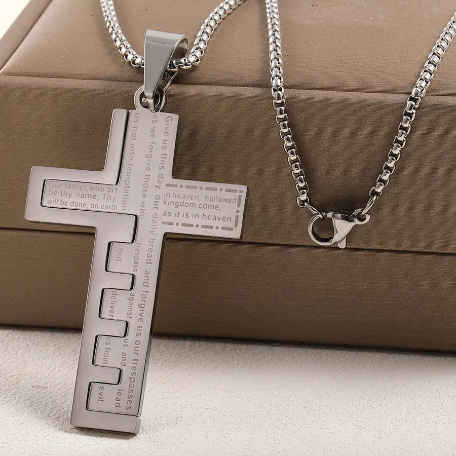 Wholesale Jewelry Vacation Classic Style Cross 304 Stainless Steel box chain Pendant Necklace