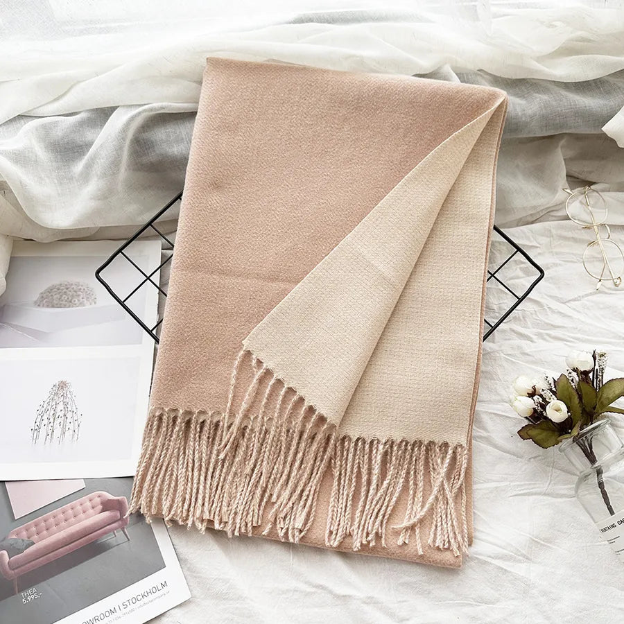 Unisex Sweet Simple Style Solid Color Imitation cashmere Polyester Scarf