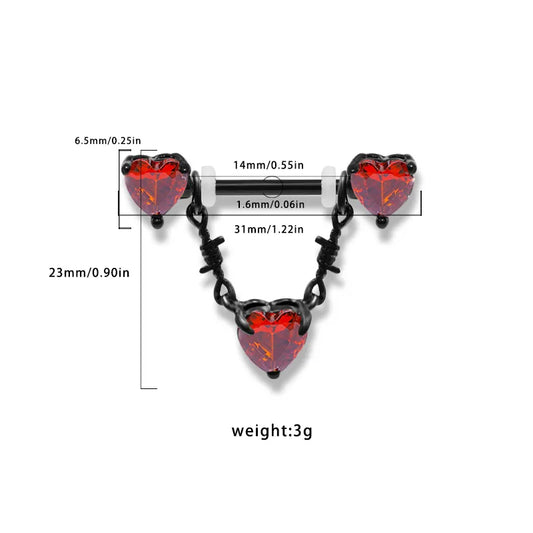 1 Piece Nipple Rings & Studs Hip-Hop Rock Animal Heart Shape 316 Stainless Steel  Alloy Copper Plating Inlay Rhinestones Zircon Black Plated