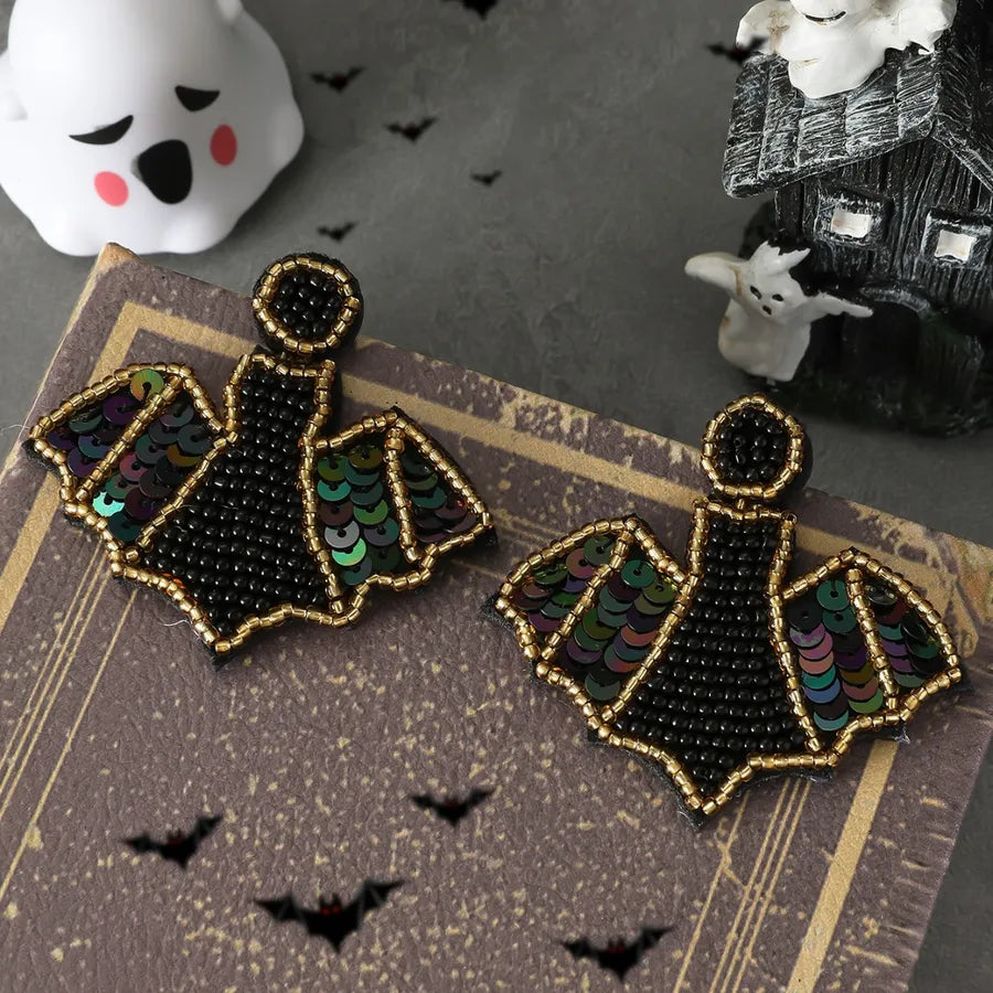 New Halloween Pumpkin Ear Cuff Quirky Individualistic Rice Bead Dangle Earrings Exaggerated Design Sense Fashion Jewelry