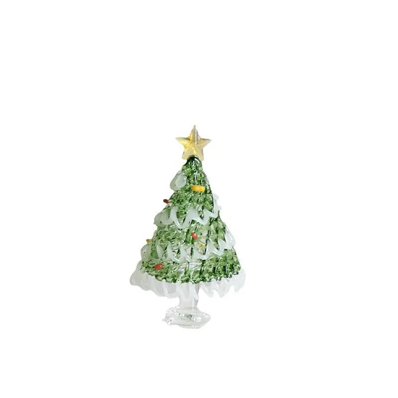 Zibo Lushila Glass Frosted Christmas Tree Craftwork Decorations Home Office Desktop Decoration Festive Season Gift
