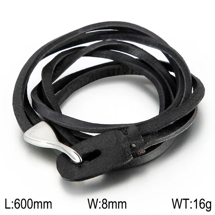 Hip-Hop Retro Solid Color Pu Leather Braid 18K Gold Plated Men's Bracelets