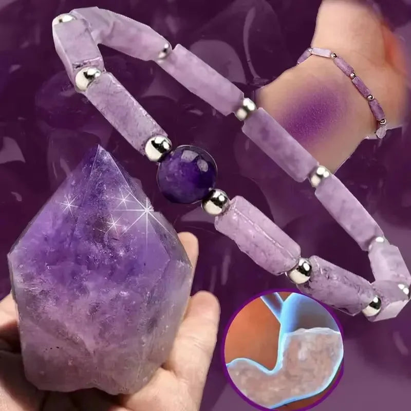 new natural amethyst square bead bracelet women's simple fashion charm bracelet foreign trade wholesale