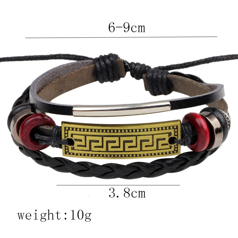 retro cross pu leather alloy braid unisex bracelets