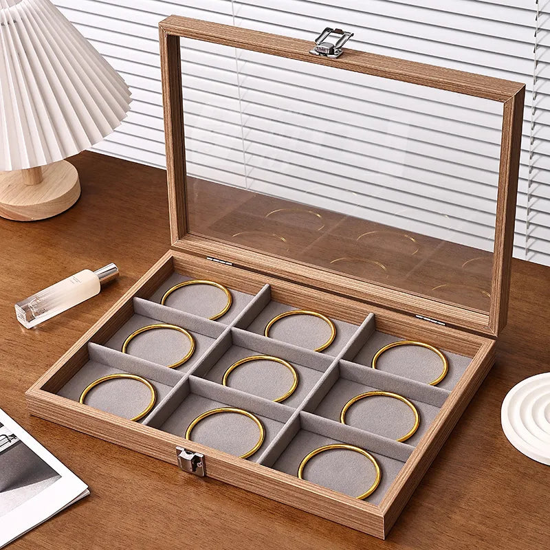 Large Capacity Rosewood Jewelry Storage Box Ring Earring Necklace Bracelet Solid Wood Display Case Anti-Oxidation Accessories