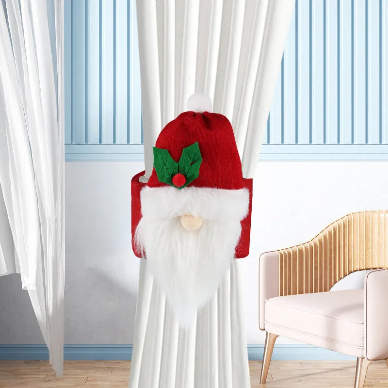Christmas Decorations 3D Cartoon Style Snowman Themed Home Curtain Door Drape Decorations Creative Polyester Material