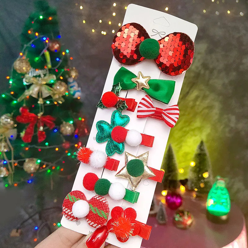Christmas Christmas Bow Knot Cloth Metal Party Hairpin