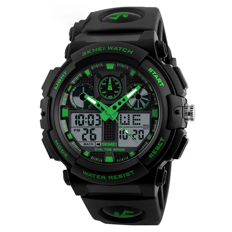 sports color block single folding buckle electronic men's watches