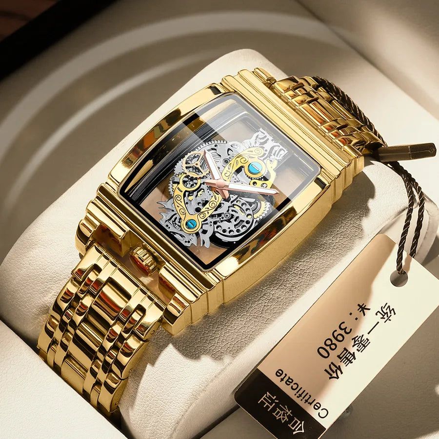 business geometric mesh belt quartz men's watches