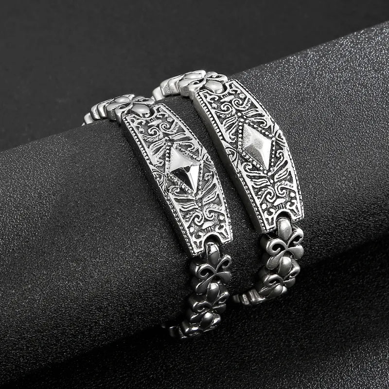 hip-hop solid color rhombus titanium steel patchwork plating bracelets 1 piece