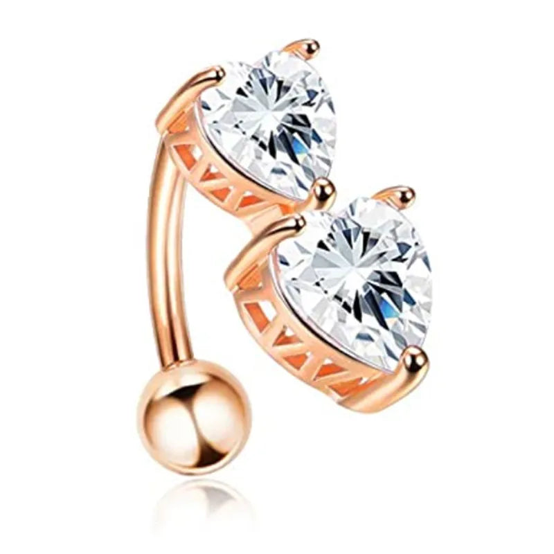 fashion solid color stainless steel inlay artificial gemstones belly ring