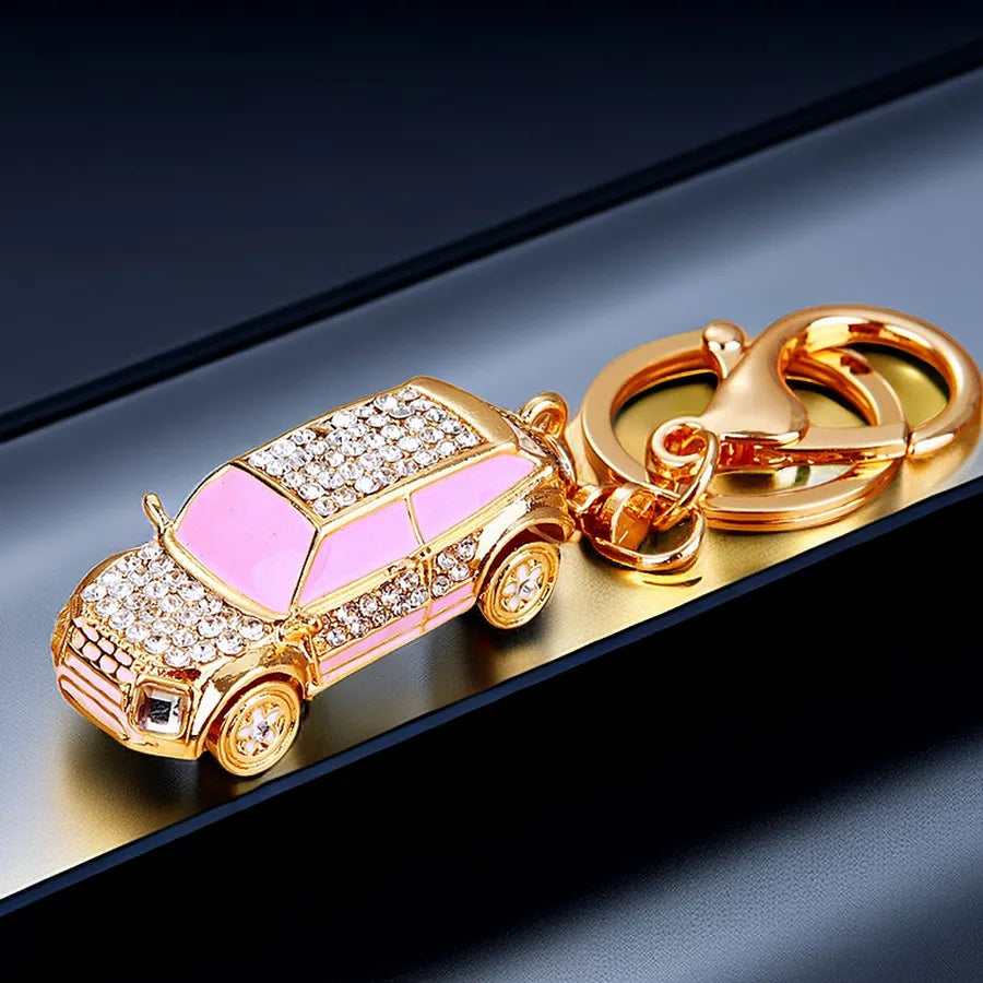 cute car metal diamond women's bag pendant keychain