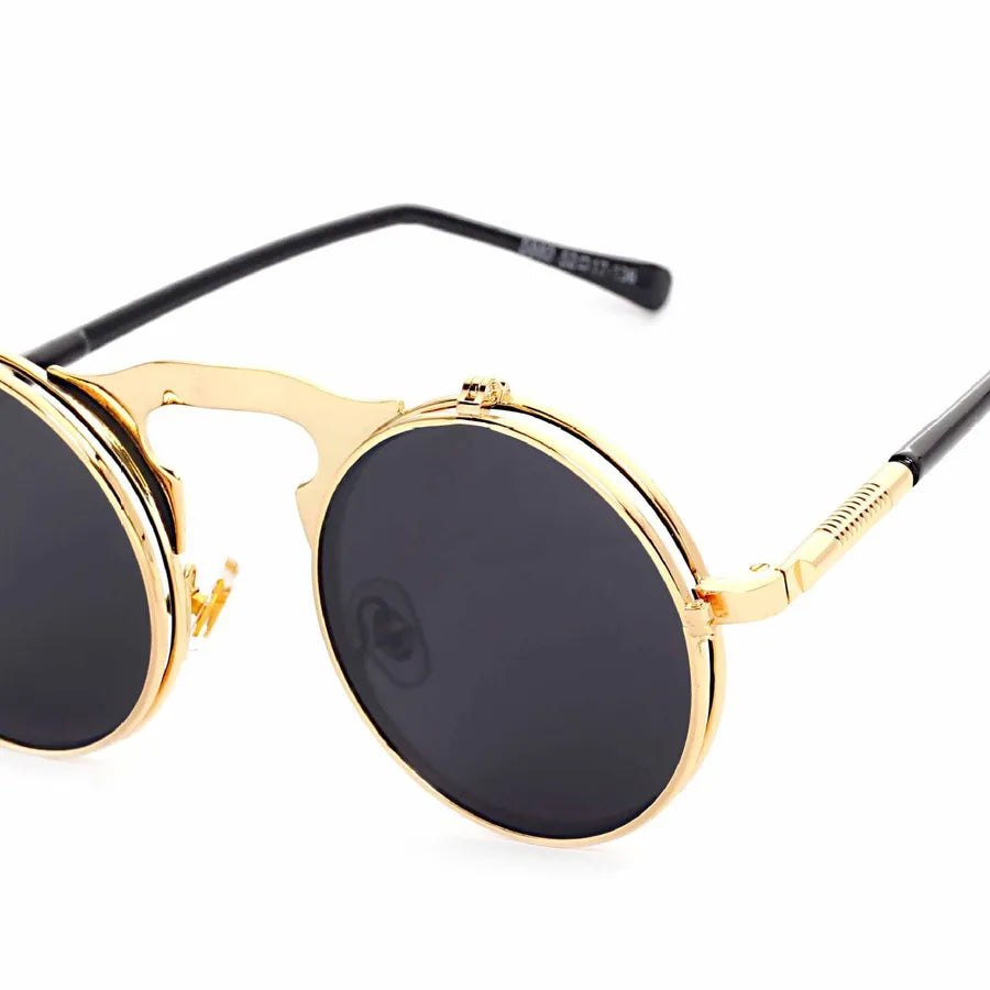 Punk Geometric Color Block Ac Round Frame Full Frame Men's Sunglasses