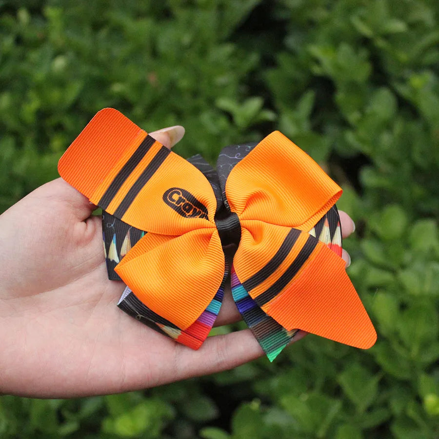 New Back-To-School Season Crayon Double-Layer Bow Hairpin Back-To-School Season Children's Stationery Notebook