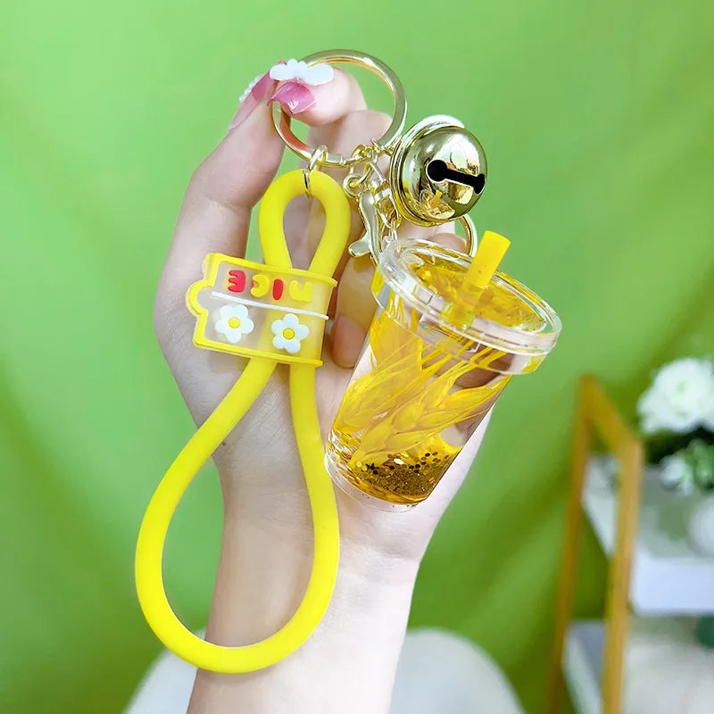 Acrylic Keychain Cute Sandflow Bottle Bag Pendant Toy Christmas Valentine Wedding Graduation Birthday Gift Keyring Decoration
