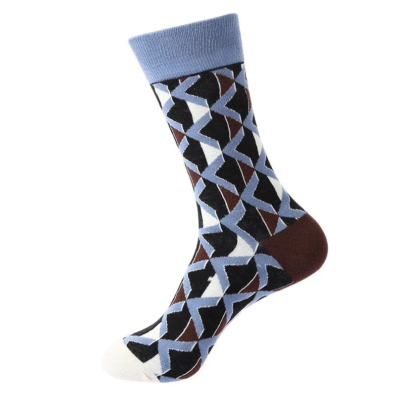 Men's Casual Sports Plaid Nylon Cotton Spandex Crew Socks 10 Pairs Per Pack