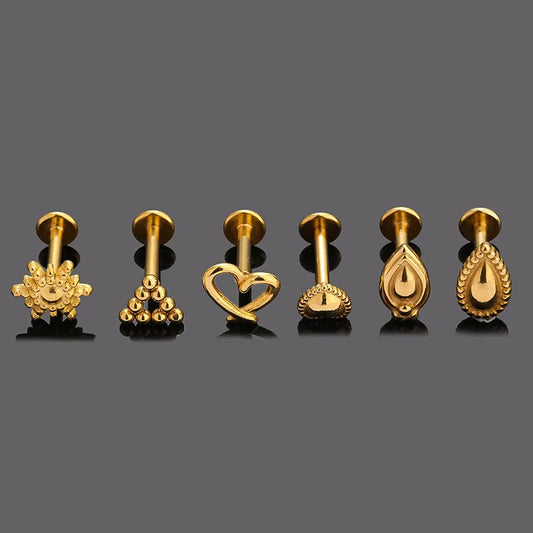 1 Piece Lip Rings Sexy Simple Style Water Droplets 316L Stainless Steel  18K Gold Plated Lip Rings Ear Cartilage Rings & Studs