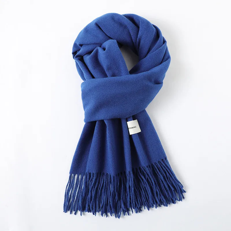 women's simple style solid color imitation cashmere scarf