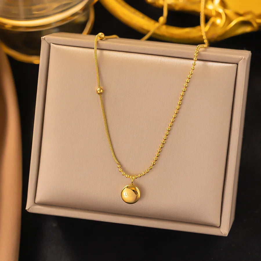 Wholesale Jewelry Elegant Sweet Geometric Heart Shape 304 Stainless Steel Round Plating ball chain cable chain Bracelets Necklace