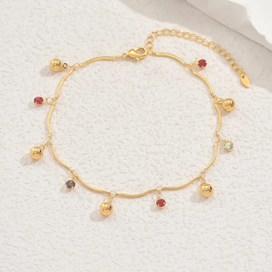 Wholesale Jewelry IG Style Retro French Style Bell Copper Rhinestones Tassel Anklet