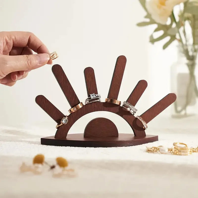 New Creative Wooden Jewelry Stand Ring Storage Display Rack Artistic Craft Decoration Festival Gift