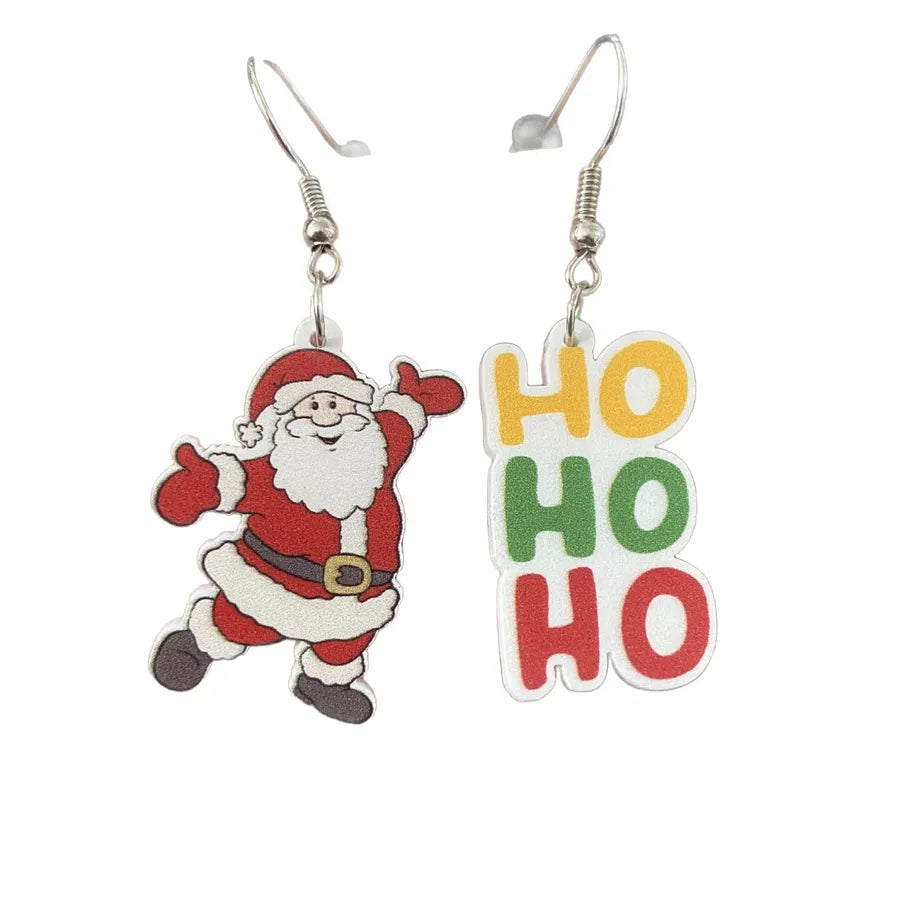 Cartoon Christmas Tree Deer Cow Cat Rainbow Earrings Women's Acrylic Animal Zodiac Letter Number Text Design Jewelry Accessories